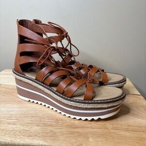 Gianni Bini Women's Whirrl-Windd Strappy Lace‎ up Platform Wedge Sandals Size9.5
